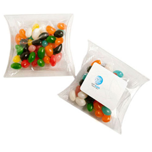 MINI JELLY BEANS IN PILLOW PACK 50G (Mixed Colours or Corporate Colours)