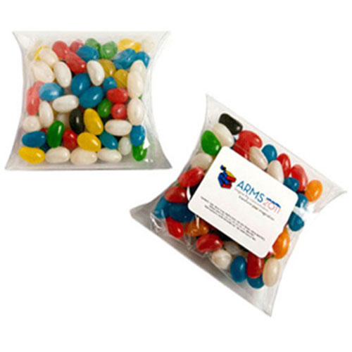 MINI JELLY BEANS IN PILLOW PACK 100G (Mixed Colours or Corporate Colours)