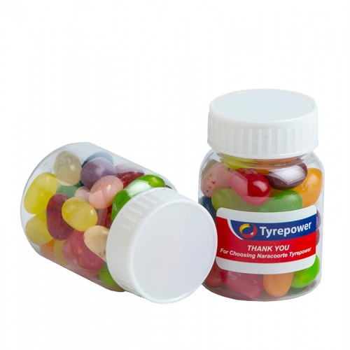 BABY JAR FILLED WITH MINI JELLY BEANS (Mixed or Corp Colours) 50g