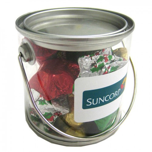 SMALL ROUND ACRYLIC WINDOW TIN FILLLED WITH TINY HUMBUGS 170G